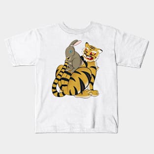 Minhwa: Rabbit Teasing Tiger Kids T-Shirt